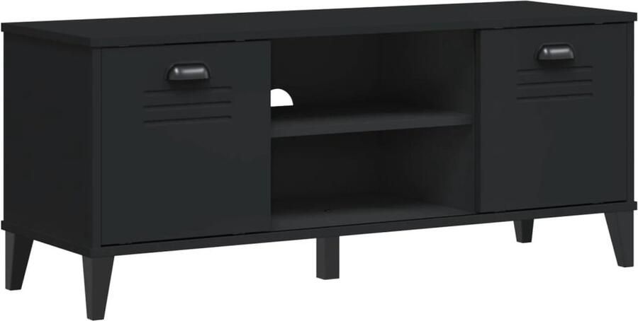 VidaXL Schoenenbank VIKEN Zwart 106x35x45 cm Schoenenbank Schoenenbanken Schoenenkast Schoenenrek