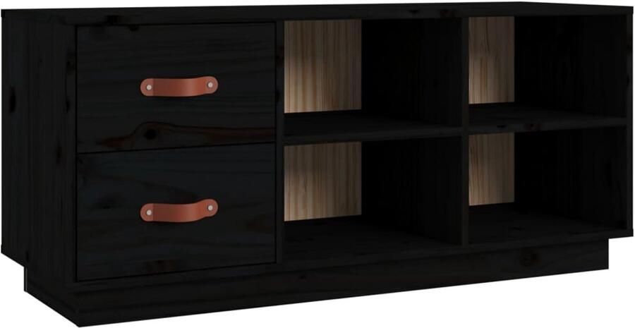 VidaXL Schoenenbank Zwart Massief Grenenhout Schoenenkast Houten Kast Schoenenrek Entryway Furniture Garderobe Bergruimte