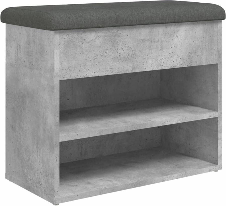 VidaXL Schoenenkast Schoenenbank Schoenenbankje 62x32x50 cm bewerkt hout betongrijs Entreemeubilair Houten Bank Grijze Bank