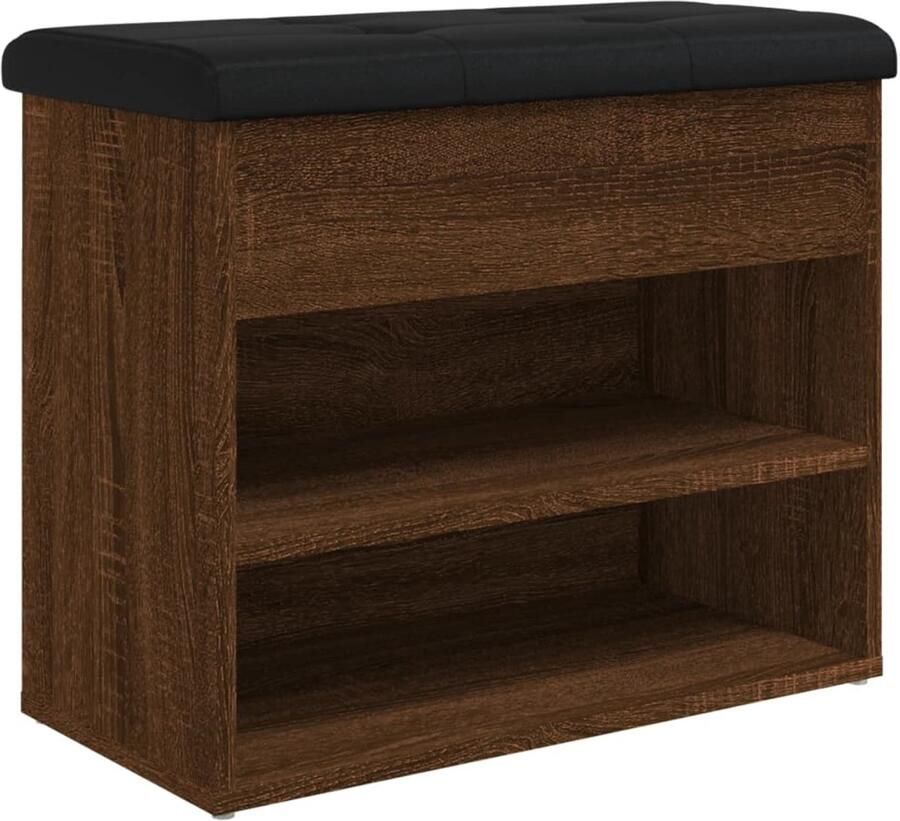 VidaXL Schoenenbankje 62x32x50 cm bewerkt hout bruin eikenkleur Schoenenbank Schoenuitlegkast Haltafel Voetenbank Kast Met Zithoogte