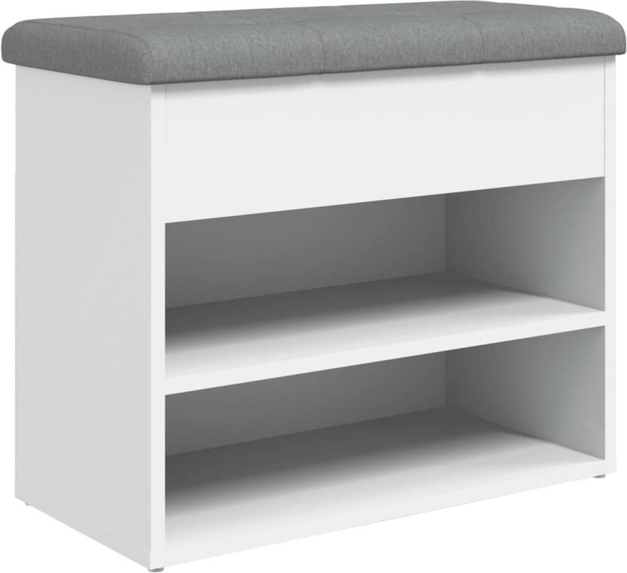 VidaXL Houten Schoenenkast Schoenenbank Schoenenbankje 62x32x50 cm bewerkt hout wit Entreemeubilair Opbergbank Schoenuitlegger