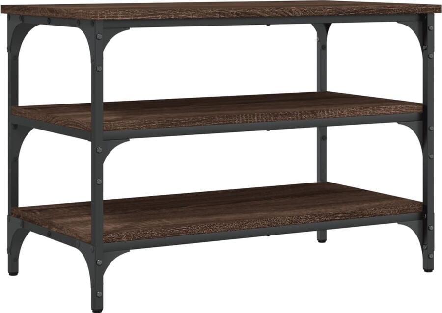 VidaXL Schoenenkast Schoenenbank Schoenenbankje 70x38 5x49 cm bewerkt hout bruin eikenkleur Halmeubilair Houten Schoenenbank Bruine Schoenenbank