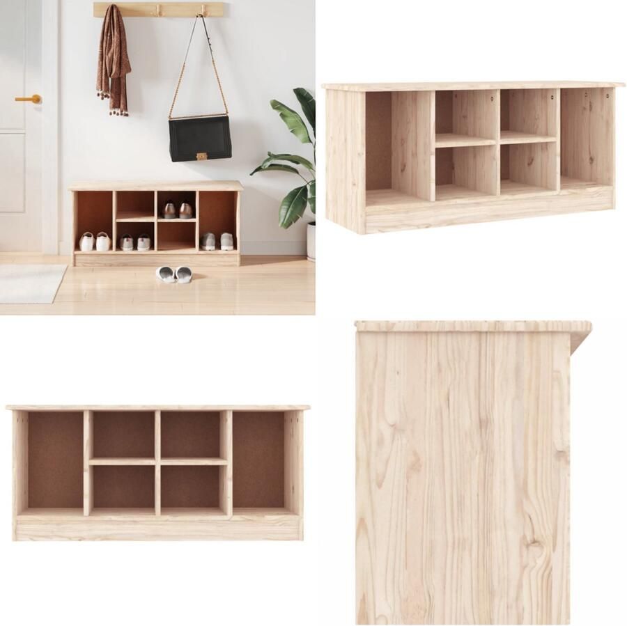 VidaXL schoenenbankje ALTA 100x35x45 cm massief grenenhout Schoenenbankje Schoenenbankjes Halbankje Opbergbankje