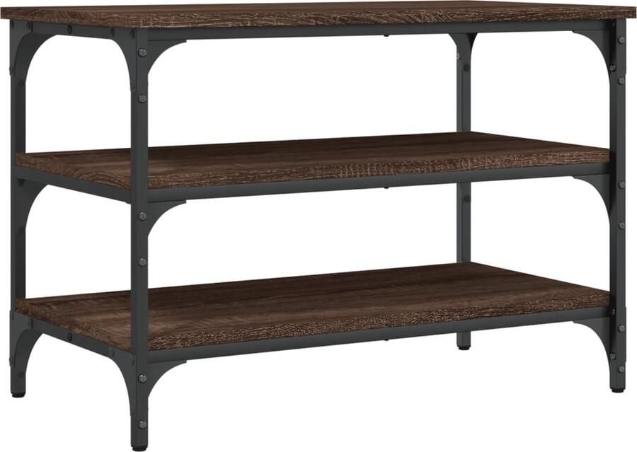 VidaXL -Schoenenbankje-70x38 5x49-cm-bewerkt-hout-bruineikenkleurig - Foto 2