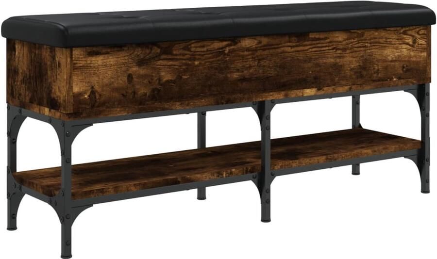 VidaXL Schoenenbank 102x32x45 cm bewerkt hout gerookt eikenkleurig Schoenenbankje Schoenenbankjes Halbankje Opbergbankje