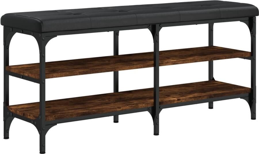 VidaXL Schoenenbankje Schoenenbankjes Halbankje Opbergbankje Schoenenbank 102x32x47 cm bewerkt hout gerookt eikenkleurig