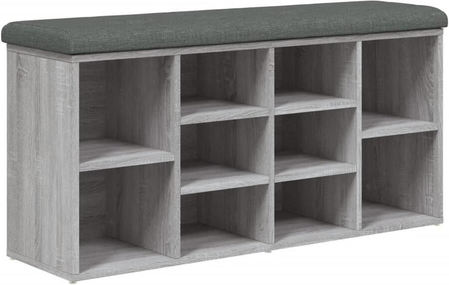 VidaXL Schoenenbank 102x32x50 cm bewerkt hout grijs sonoma eikenkleur Schoenenbank Grijze Schoenenbank Houten Schoenenbank Schoenenkast Entreemeubel - Foto 2