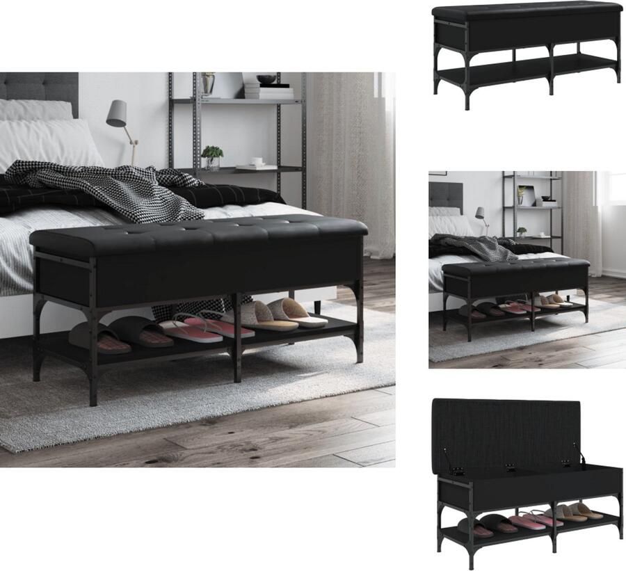 VidaXL Schoenenbankje Schoenenbankjes Halbankje Opbergbankje Schoenenbank 102x42x45 cm bewerkt hout zwart