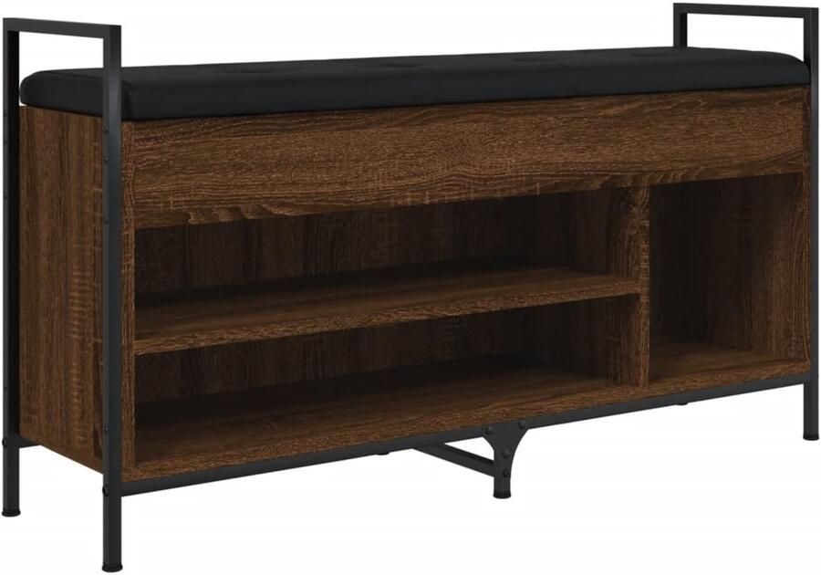 VidaXL Schoenuitlegkast Schoenenbank 105 5x32x57 5 cm bewerkt hout bruin eikenkleur Hallenkasten Houten Schoenenbank Bruine Schoenenbank