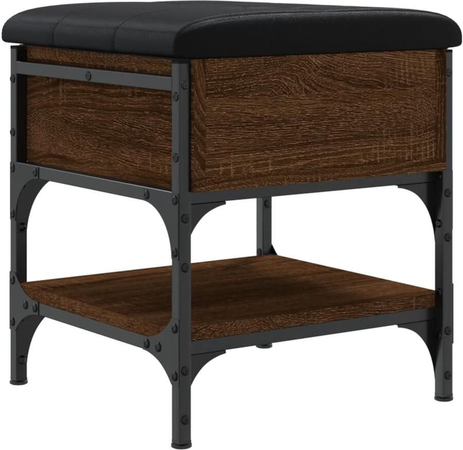 VidaXL Schoenenbank 42x42x45 cm bewerkt hout bruin eikenkleur Schoenenbankje Schoenenbankjes Halbankje Opbergbankje