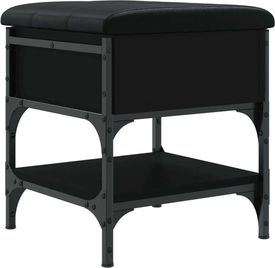 VidaXL Schoenenbank 42x42x45 cm bewerkt hout zwart Schoenenbank Zwarte Schoenenbank Houten Schoenenbank Compact Schoenenbank Schoenenkast