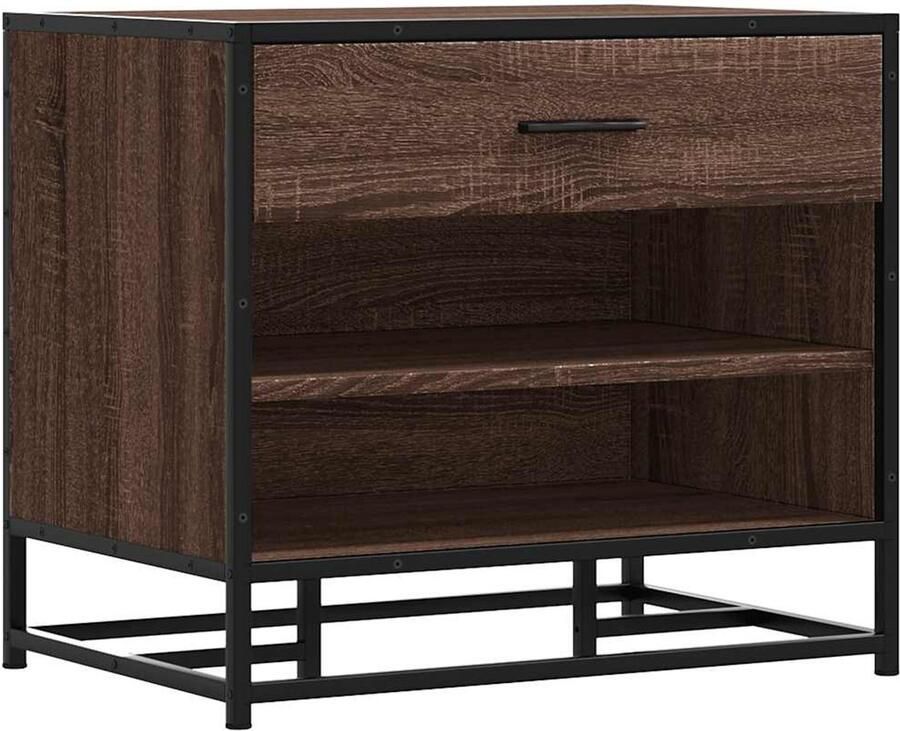 VidaXL Schoenenbank 60x40x53 5 cm bewerkt hout en metaal bruin eiken Schoenenbank Schoenenrek Halstandaard Binnenhuisdecoratie Houten Bank