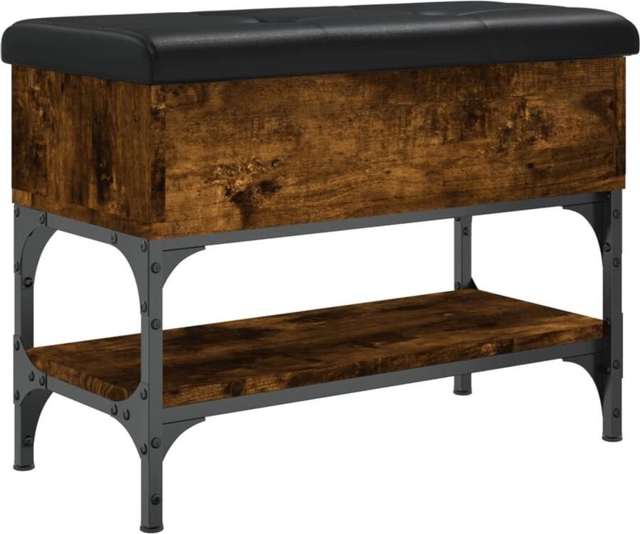 VidaXL Schoenenbankje Schoenenbankjes Halbankje Opbergbankje Schoenenbank 62x32x45 cm bewerkt hout gerookt eikenkleurig