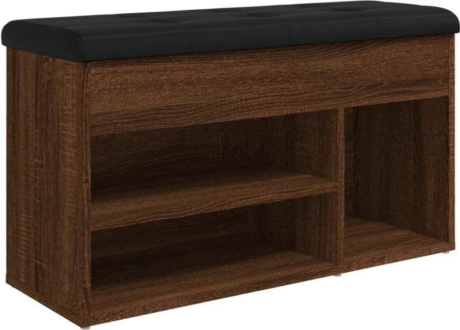 VidaXL Schoenenbank 82x32x45 5 cm bewerkt hout bruin eikenkleur Schoenenbankje Schoenenbankjes Halbankje Opbergbankje
