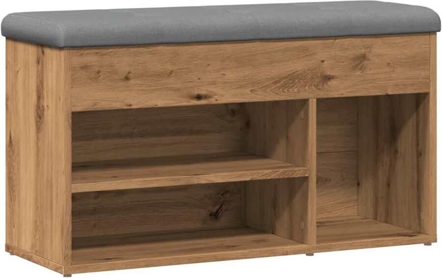 VidaXL Schoenenbank 82x32x45 5 cm bewerkt hout artisanaal eikenkleur Schoenenbankje Schoenenbankjes Halbankje Opbergbankje