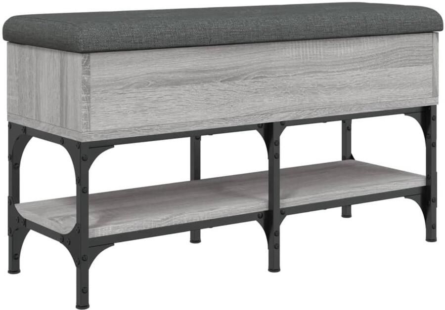 VidaXL Schoenenbank 82x32x45 cm bewerkt hout grijs sonoma Schoenenbankje Schoenenbankjes Halbankje Opbergbankje