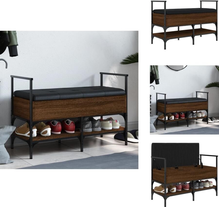 VidaXL -Schoenenbank-85 5x42x57 5-cm-bewerkt-hout-bruineikenkleurig
