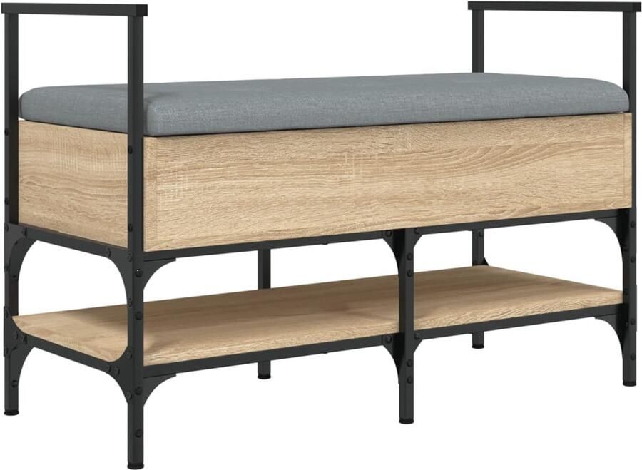 VidaXL Schoenenbank 85 5x42x57 5 cm bewerkt hout sonoma eikenkleurig Schoenenbankje Schoenenbankjes Halbankje Opbergbankje
