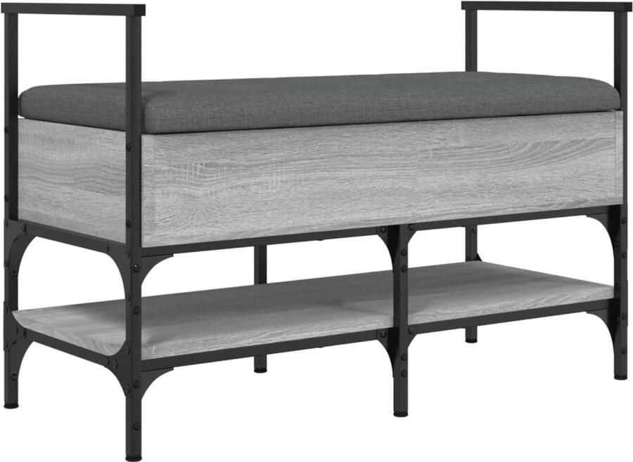 VidaXL Schoenenbankje Schoenenbankjes Halbankje Opbergbankje Schoenenbank 85 5x42x57 5 cm bewerkt hout grijs sonoma