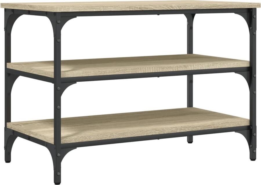 VidaXL Schoenenbankje Schoenenbankjes Halbankje Opbergbankje Schoenenbankje 70x38 5x49 cm bewerkt hout sonoma eikenkleurig