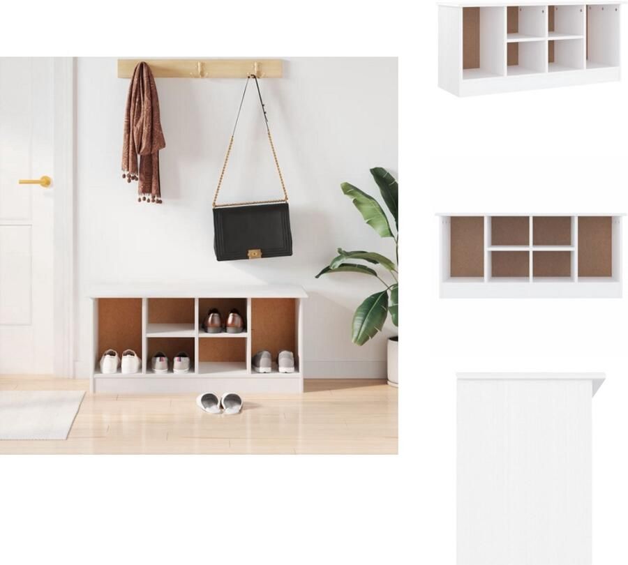 VidaXL Schoenenbankje Schoenenbankjes Halbankje Opbergbankje Schoenenbankje ALTA 100x35x45 cm massief grenenhout wit