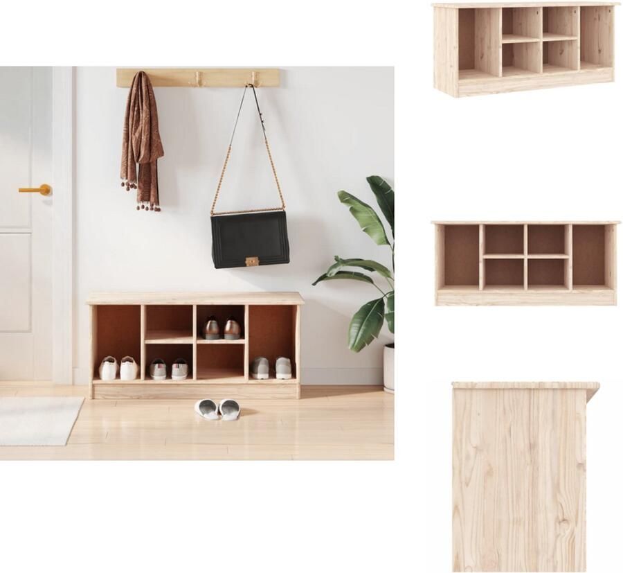 VidaXL Schoenenbankje Schoenenbankjes Halbankje Opbergbankje schoenenbankje ALTA 100x35x45 cm massief grenenhout