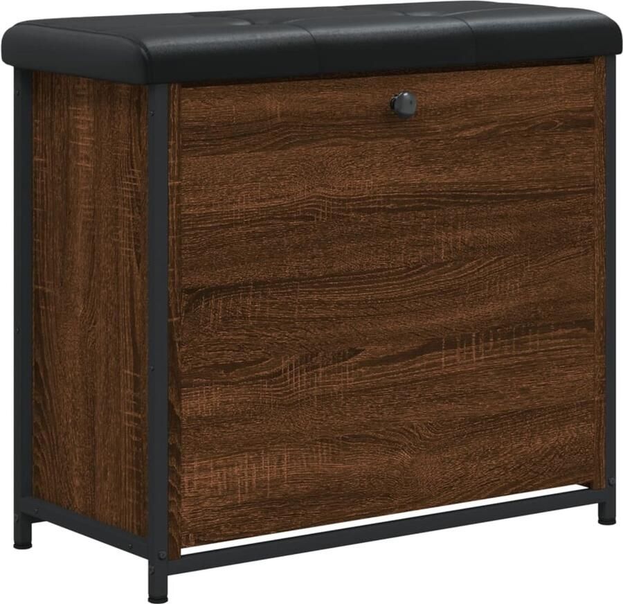 VidaXL Schoenenbankje Schoenenbankjes Halbankje Opbergbankje Schoenenbankje met klaplade 62x32x56 cm bruin eikenkleur