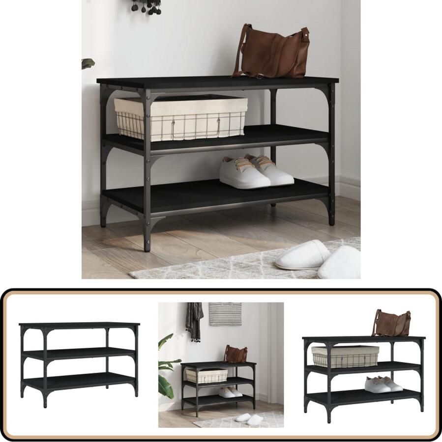 VidaXL Schoenenbankje Zwart 70x38 5x49 cm Schoenenbankje Schoenenbankjes Halbankje Opbergbankje