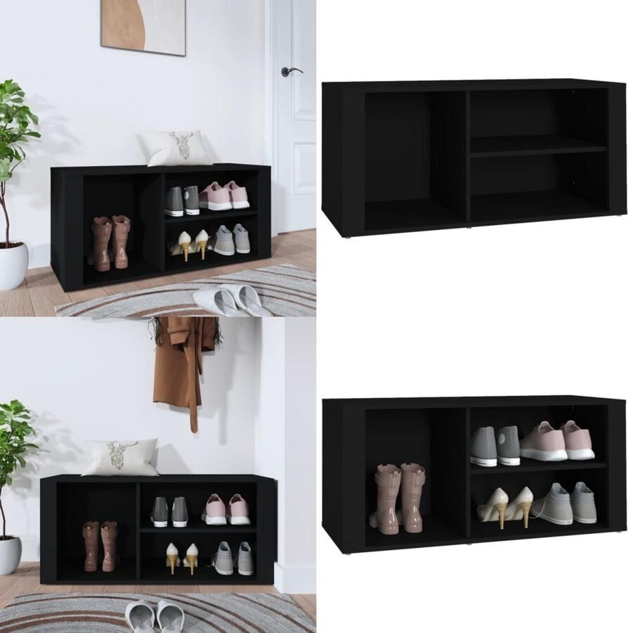 VidaXL Schoenenkast 100x35x45 cm bewerkt hout zwart Schoenenrek Schoenenrekken Opbergrek Voor Schoenen Schoenenstellage