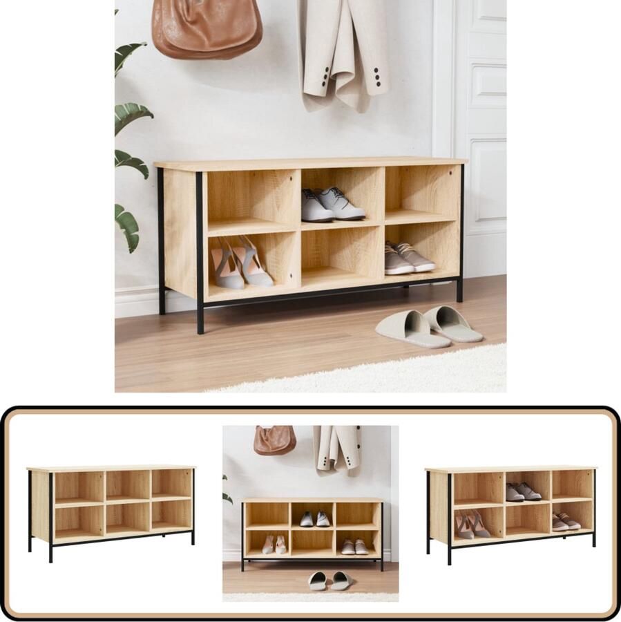 VidaXL -Schoenenkast-100x35x50-cm-bewerkt-hout-sonoma-eikenkleurig