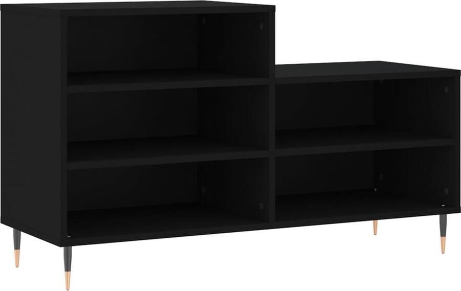 VidaXL Schoenenkast Zwart 102x36x60 cm Hout & Metaal Schoenenkast Schoenuitleg Bergruimte Houten Kast Zwarte Kast Design Kast Entree Organisatie