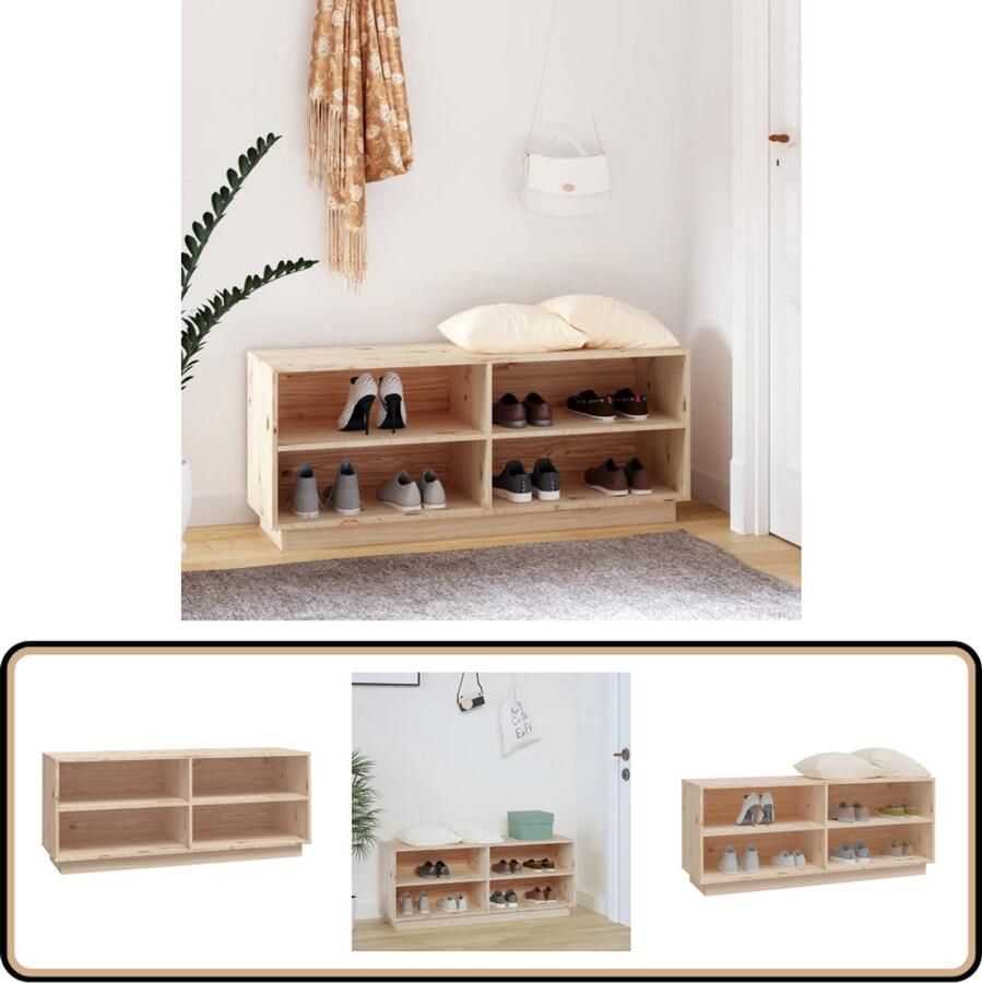 VidaXL Schoenenkast 110x34x45 cm Grenenhout Houten Schoenenkast Schoenendoos Garderobe Bergruimte Entreehal Livingroom Slaapkamer Bruine Schoenenkast Grenenhout Meubels Vintage Meubelstuk