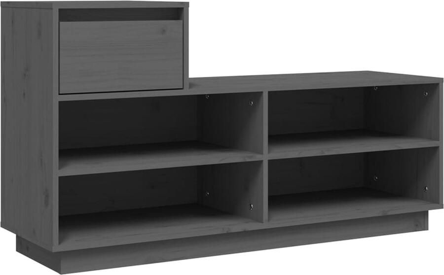 VidaXL -Schoenenkast-110x34x61-cm-massief-grenenhout-grijs - Foto 3