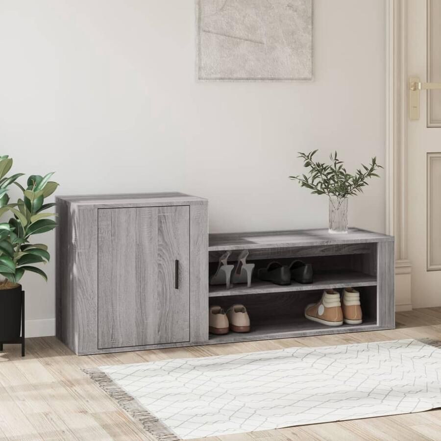 VidaXL Schoenenkast Grijs Sonoma Eiken 130 cm Schoenenkast Houten Schoenenkast Grijze Schoenenkast Eiken Schoenenkast Bergruimte Entreehal Slaapkamer - Foto 2