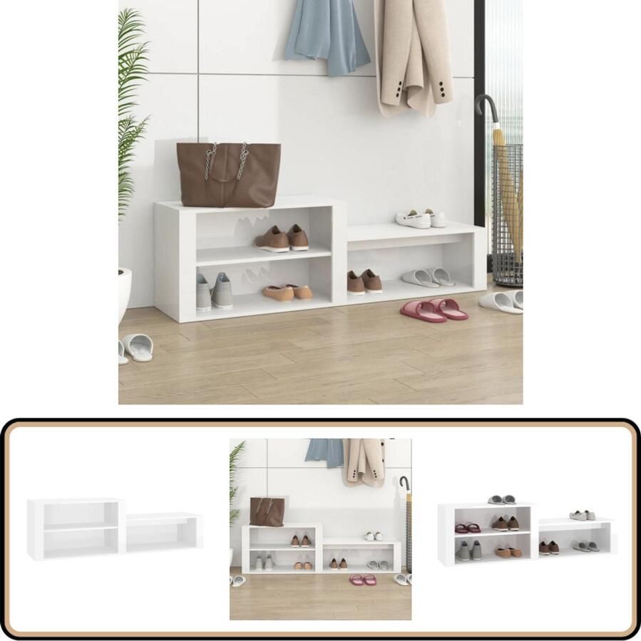 VidaXL Schoenenkast 150x35x45 cm Hoogglans Wit Schoenenkast Schoenuitleg Bergruimte Kast Interieurdecoratie Witte Meubels Modern Design Houten Meubel Opslagruimte Entreebank Woonaccessoires