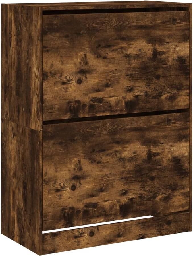 VidaXL Schoenenkast 2 klaplades Gerookt eiken Schoenenkast Schoenenkasten Schoenenrek Schoenen Kast