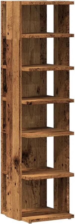 VidaXL Schoenenkast 28x27x102 cm bewerkt hout oud houtkleurig