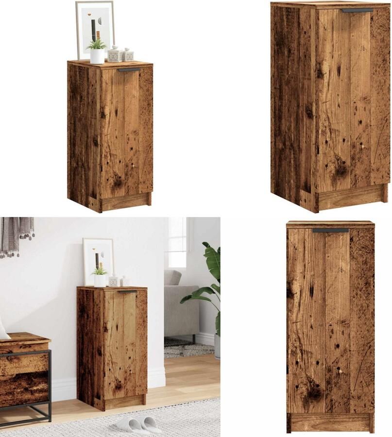 VidaXL Schoenenkast 29 5x35x70 cm bewerkt hout oud houtkleurig Schoenenrek Schoenenrekken Opbergrek Voor Schoenen Schoenenstellage