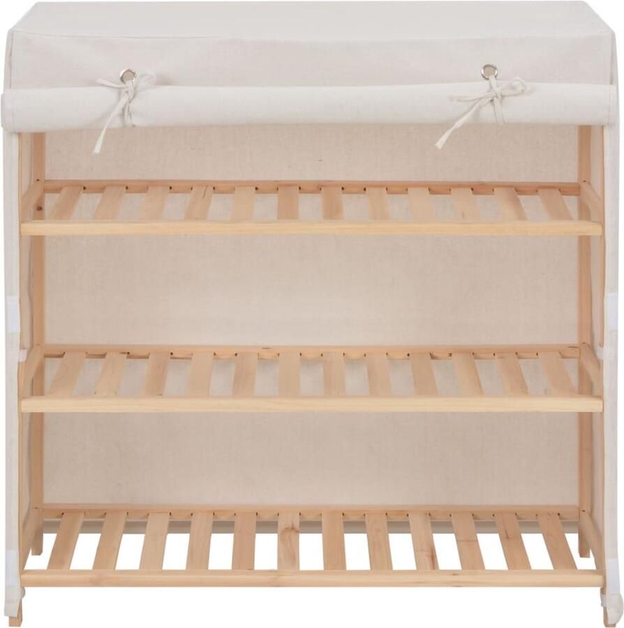 VidaXL Schoenenkast 3 lagen 79x40x80 cm Wit Schoenenkast Schoenen Organisatie Bergruimte Entree Kast Kleding Organizer Witte Meubels Modern Design Houten Frame Katoenen Stof