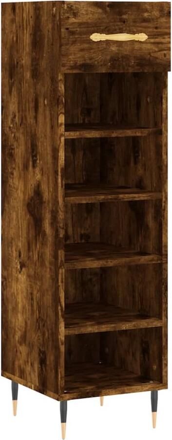 VidaXL Schoenenkast Gerookt Eiken 30x35x105 cm Schoenenkast Schoenuitlegers Bergruimte Kast Houten Kast Bruine Kast Vintage Kast Industrieel Design