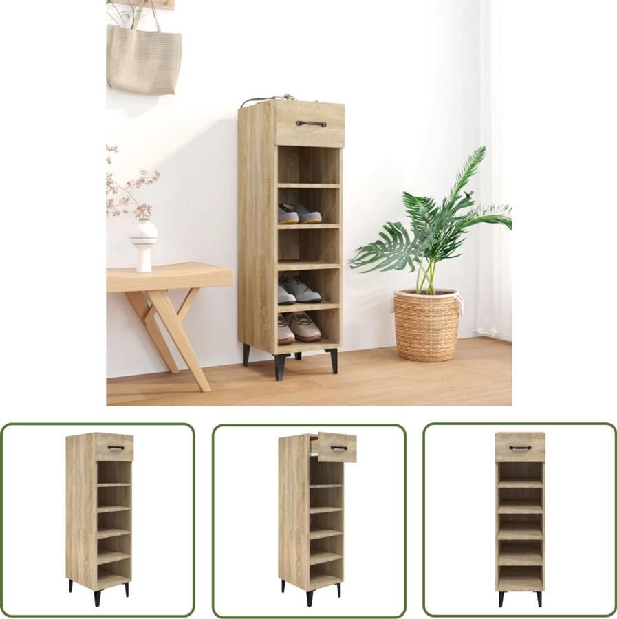 VidaXL Schoenenkast 30x35x105 cm Sonoma Eiken Schoenendroogstandaard Shoe Storage Schoenen Kast Schoenenrek Ruimtebesparing Houten Schoenenkast
