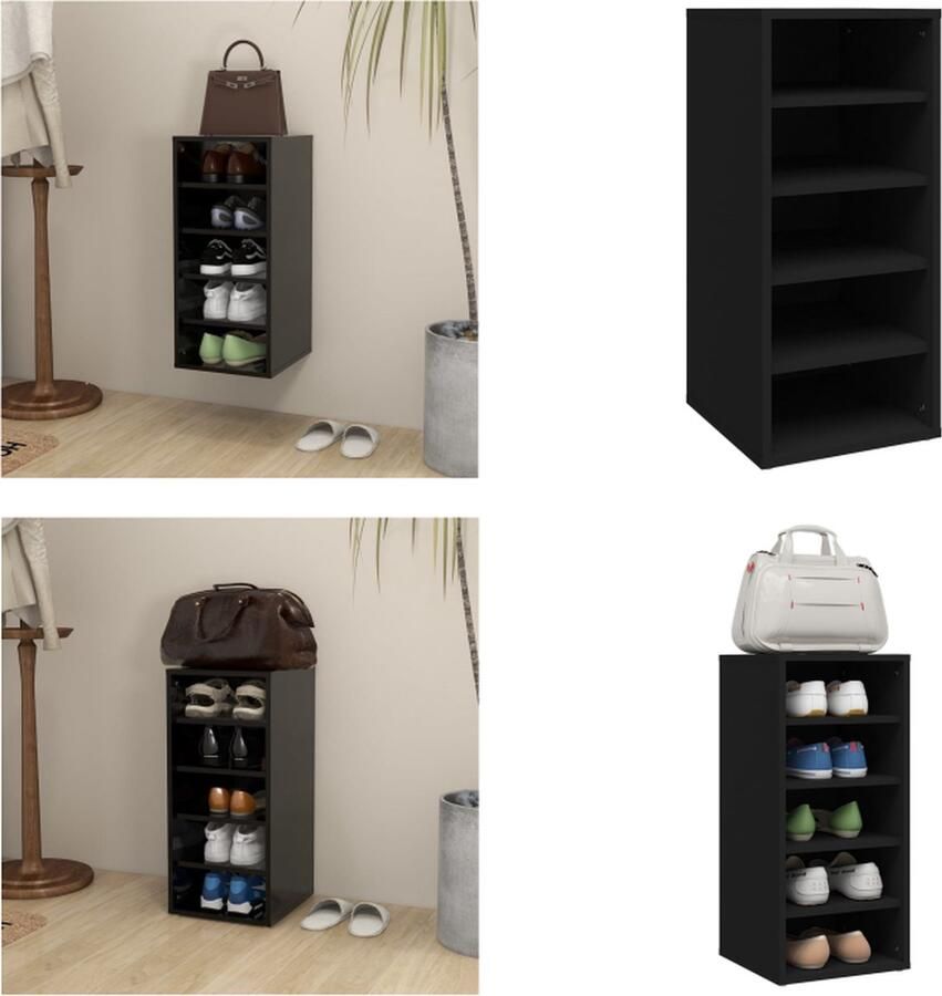 VidaXL Schoenenkast 31 5x35x70 cm spaanplaat zwart Schoenenkast Schoenenkasten Schoenenopbergers - Foto 2