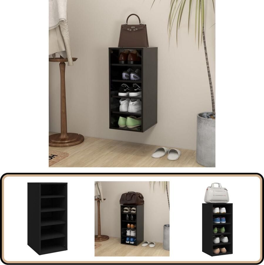 VidaXL Schoenenkast 31 5x35x70 cm Spaanplaat Zwart Schoenenkast Schoenenopbergruimte Zwarte Schoenenkast Houten Schoenenkast Moderne Schoenenkast Kleine Schoenenkast Entryway Furniture Hall Storage Shoe Organizer Shoe Rack