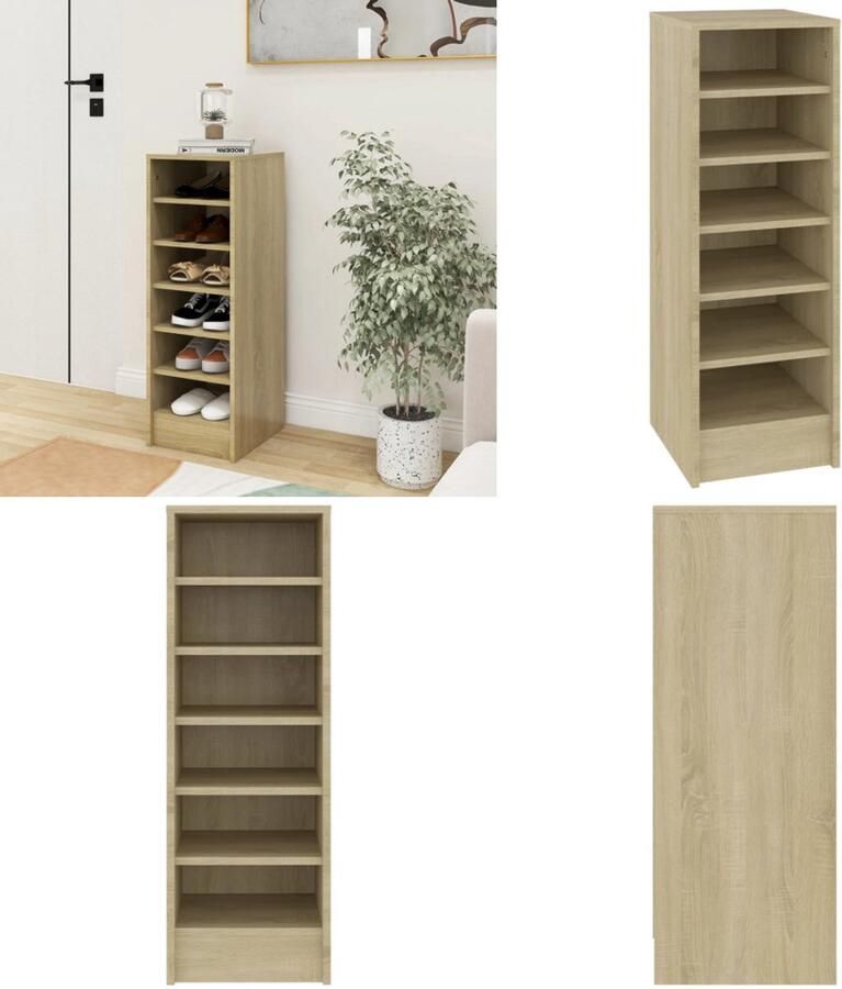VidaXL Schoenenkast 31 5x35x90 cm bewerkt hout sonoma eikenkleurig Schoenenkast Schoenenkasten Schoenenopbergers