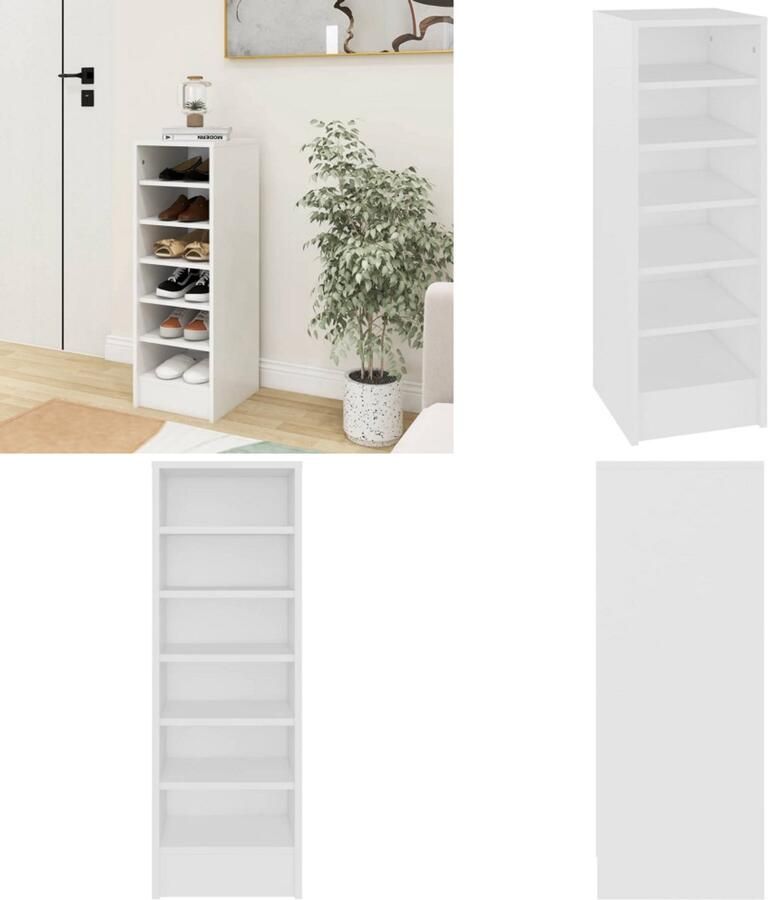 VidaXL Schoenenkast 31 5x35x90 cm bewerkt hout wit Schoenenkast Schoenenkasten Schoenenopbergers