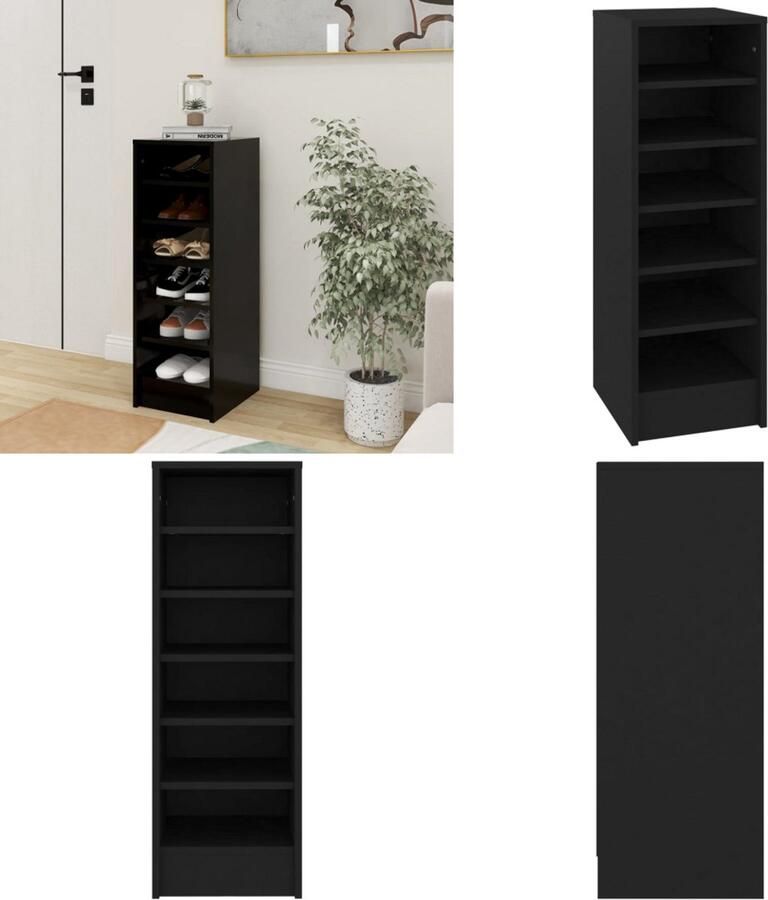 VidaXL Schoenenkast 31 5x35x90 cm bewerkt hout zwart Schoenenkast Schoenenkasten Schoenenopbergers