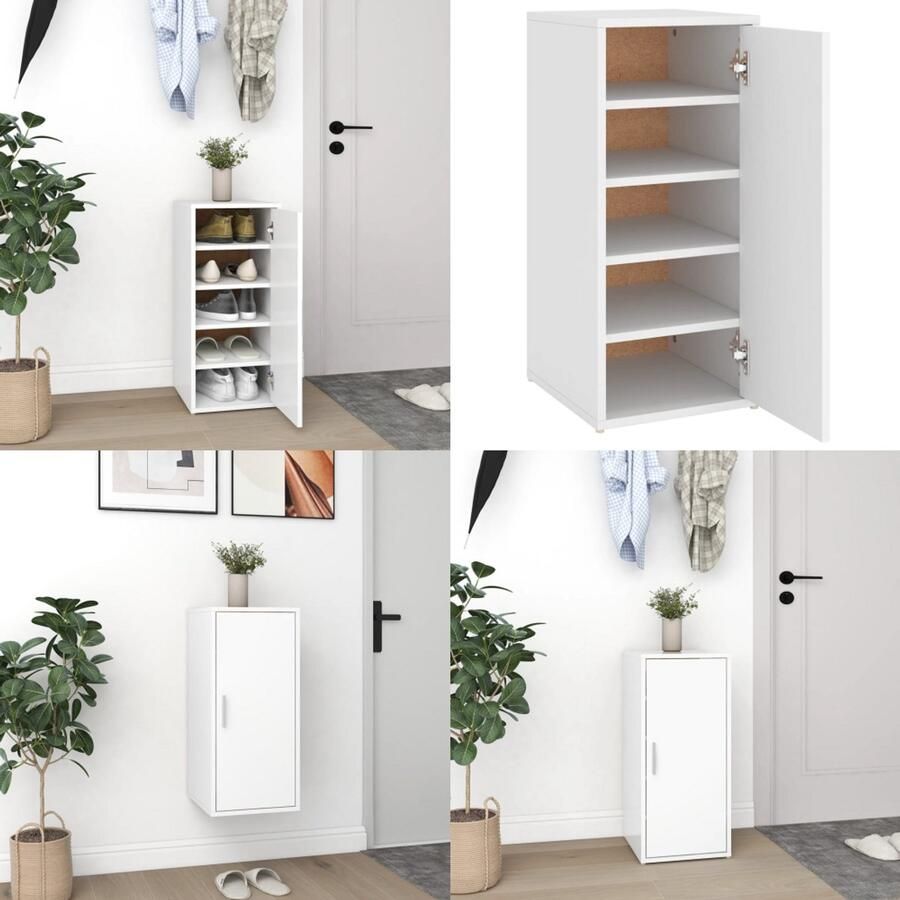 VidaXL Schoenenkast 32x35x70 cm bewerkt hout wit Schoenenkast Schoenenkasten Schoenenopbergers