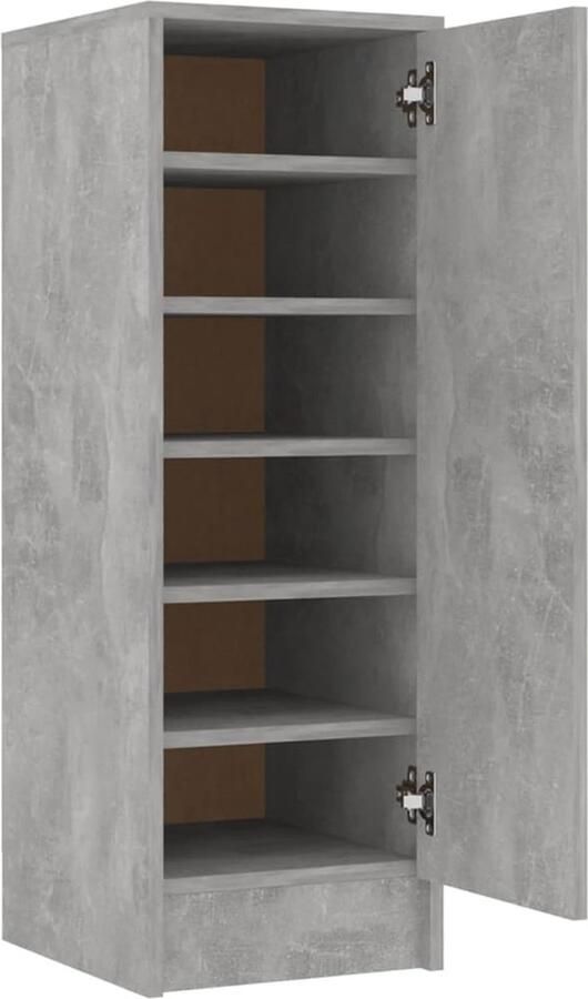 VidaXL Schoenenkast 32x35x92 cm Bewerkt hout Grijs Schoenenkast Schoenenopbergers Bergruimte Interieurdecoratie Entreehal Slaapkamer Woonkamer Garderobe Organisatie