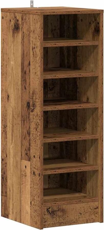 VidaXL Schoenenkast 32x35x92 cm bewerkt hout oud houtkleurig