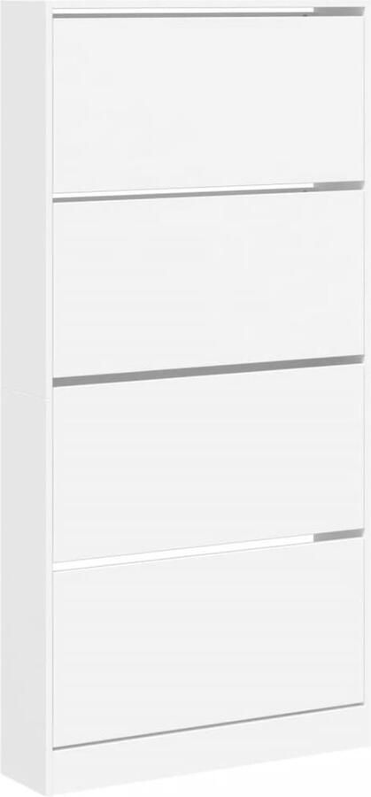 VidaXL Schoenenkast 4 klaplades Wit 80x21x163 5 cm Schoenenkast Schoenenkasten Schoenenrek Schoenen Kast